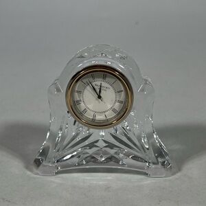 Waterford Crystal Clear Mantel Clock with Gold Accent